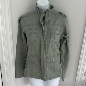 kensie Green Military Style Jacket with Collared Neckline Size S